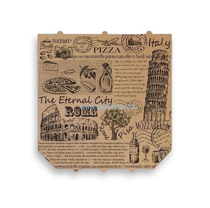 !AKCIA! Pizza krabica ROME hnedá 32 x 32 x 3 cm, 100 ks