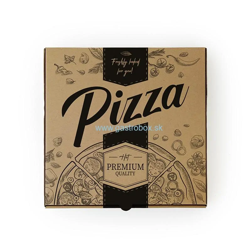 !AKCIA! Pizza krabica PREMIUM hnedá 32,5 x 32,5 x 3 cm, 100 ks