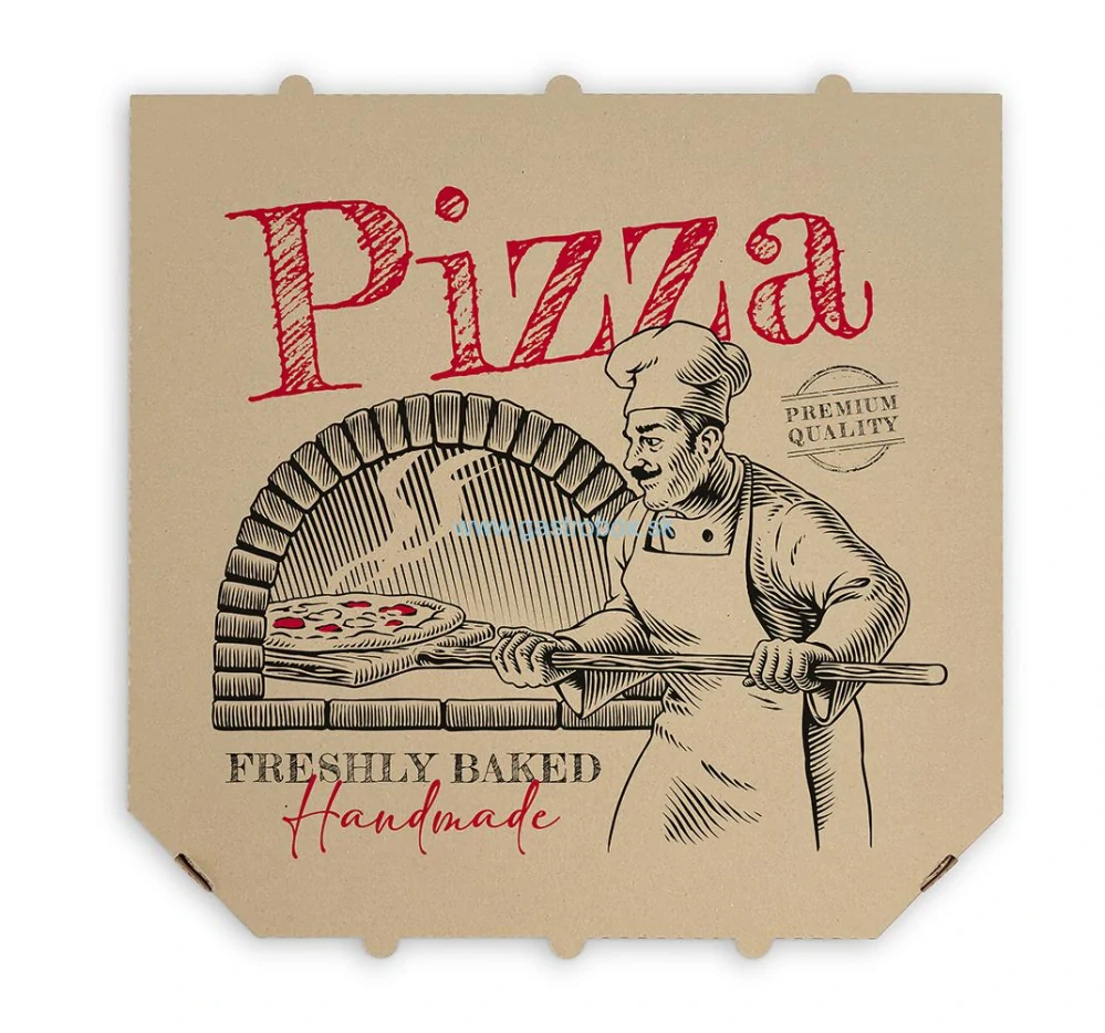 Pizza krabica KUCHÁR 40 x 40 x 4 cm hnedá, 100 ks
