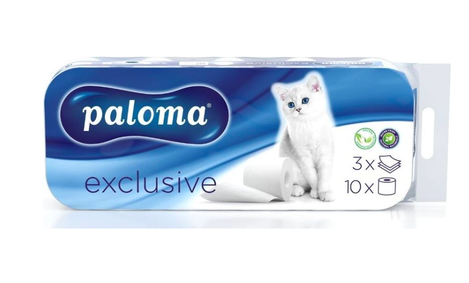 Toaletný papier PALOMA Exclusive 3-vrstvý biely, 10ks