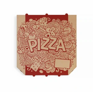 !AKCIA! Pizza krabica CRAZY RED hnedá 33 x 33 x 3 cm, 100 ks