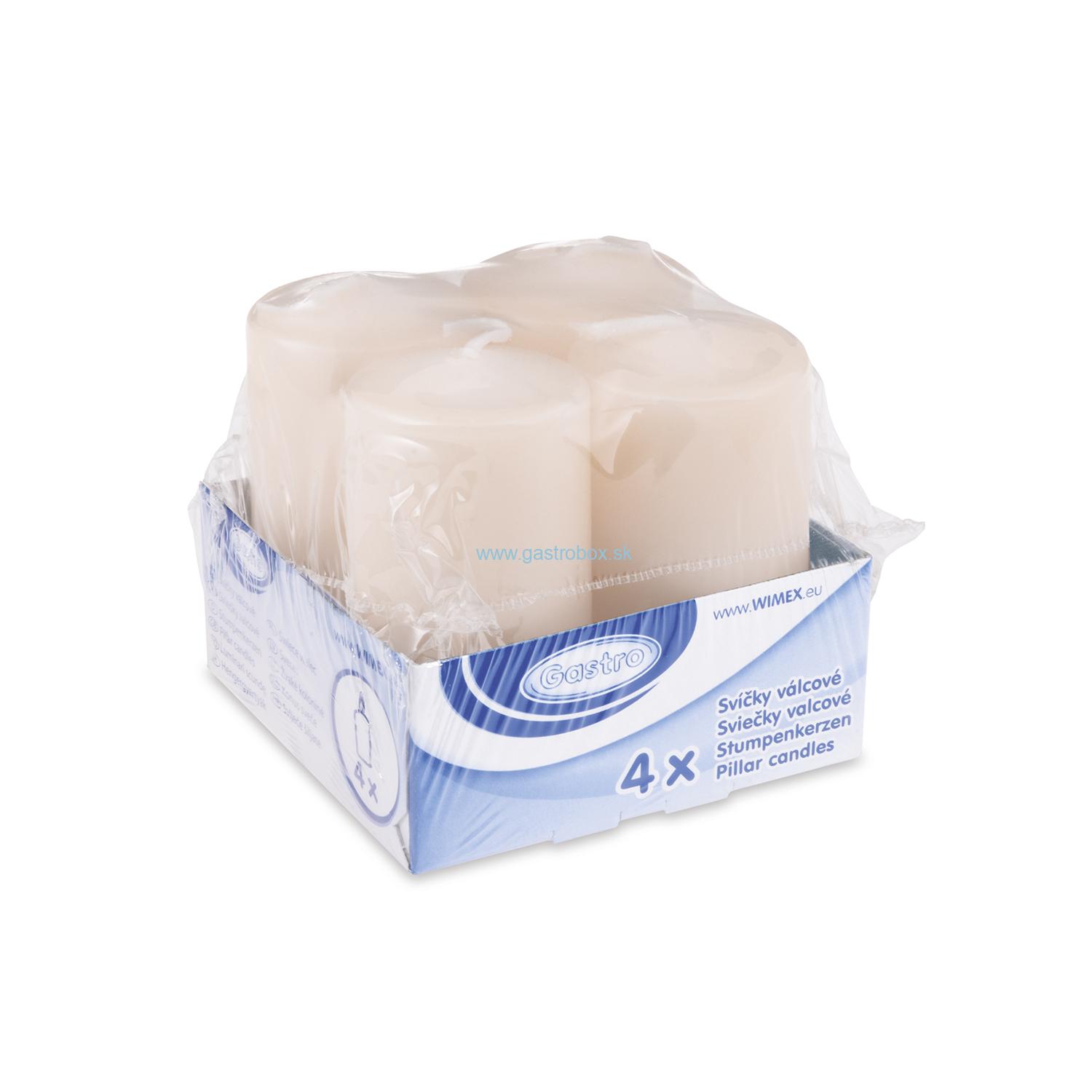 AKCIA! Sviečky valcové Ø 40 x 80 mm biele, 4ks